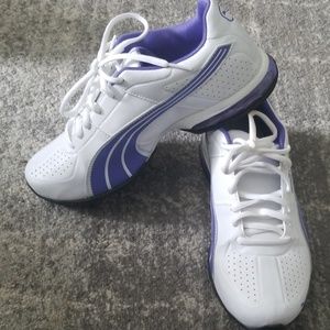 Women's Purple and White Puma Running Shoes